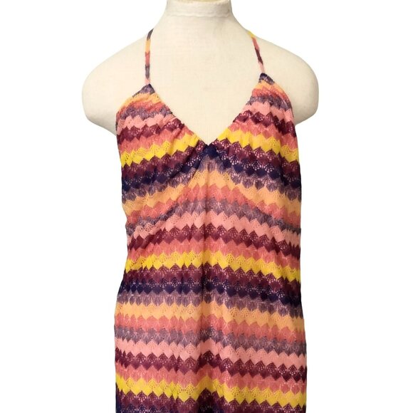 Wild Fable Multicolor Chevron Halter Maxi Dress With Open Back & Side Slit Size - Picture 3 of 9